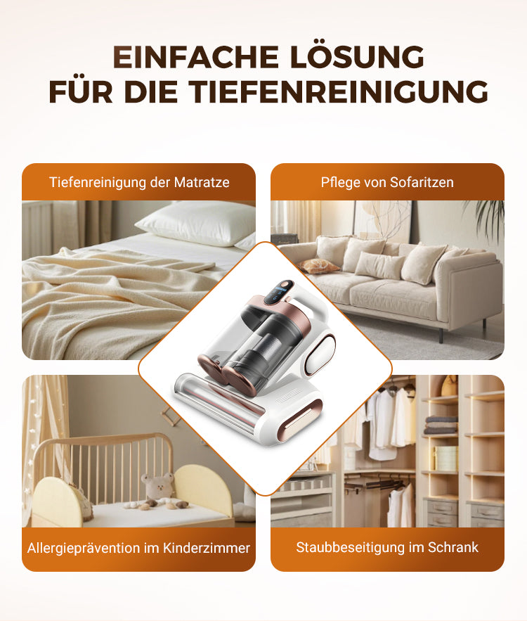 HEALWARE PRO 2.0 Gerät für Matratzen & Polster – Mit UV-C Sterilisation zur 99,9% Milbenentfernung und 13.000 Pa Saugkraft.