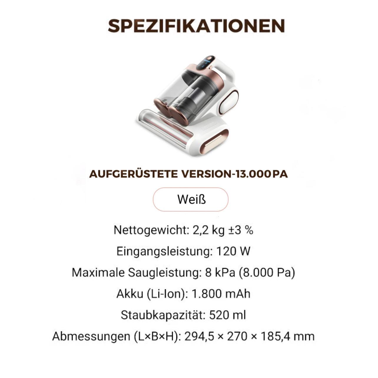 HEALWARE PRO 2.0 Gerät für Matratzen & Polster – Mit UV-C Sterilisation zur 99,9% Milbenentfernung und 13.000 Pa Saugkraft.